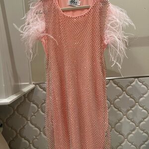 Lola + The Boys Pink Embellished Mesh Top. Like new. Wore one time. Super cute.